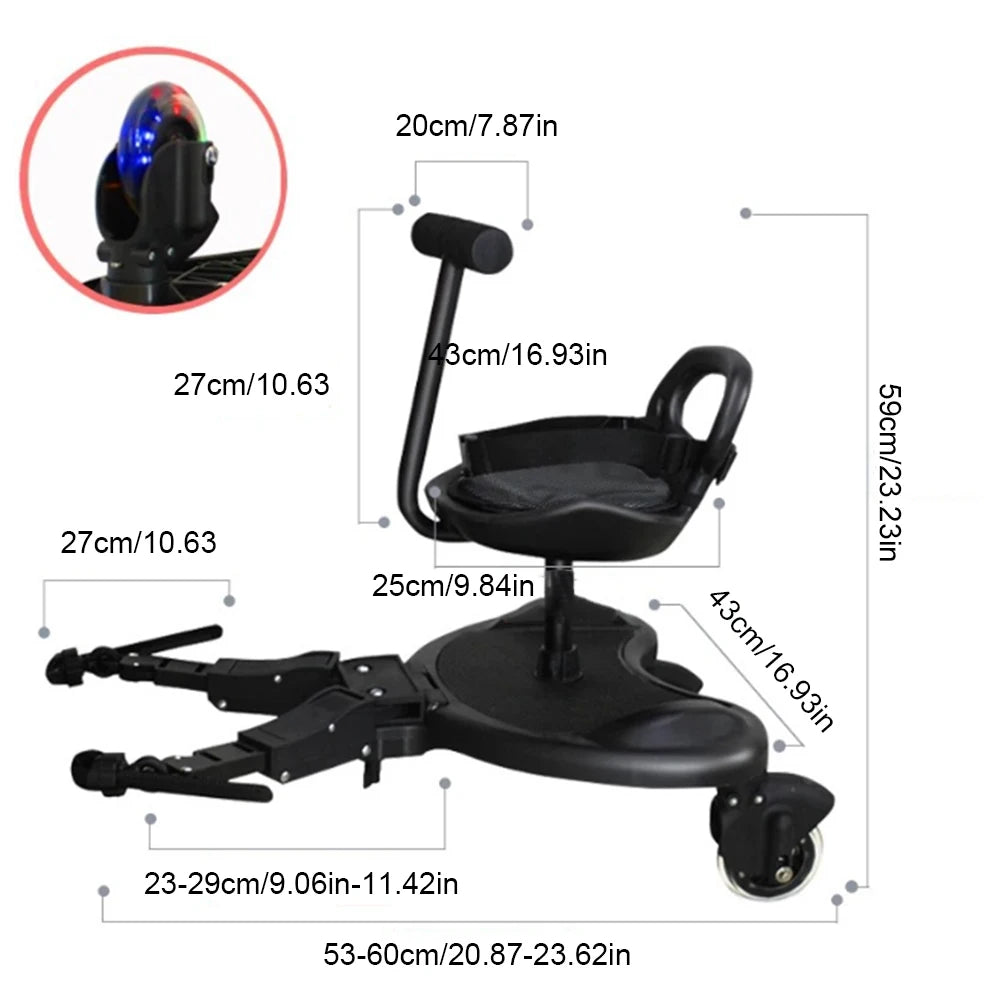 Baby Strollers Pedal Adapter Kid Standing Plate with Seat Auxiliary Trailer Footrest Pushchair Step Board Accessories