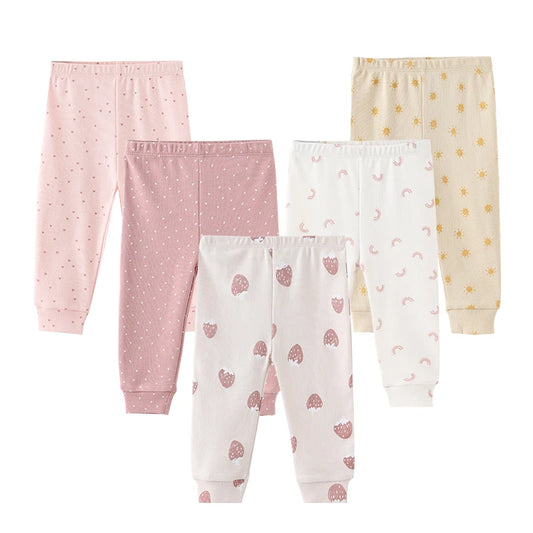 Kiddiezoom 5 Pcs Cotton Baby Leggings 0 To 12 Months Unisex