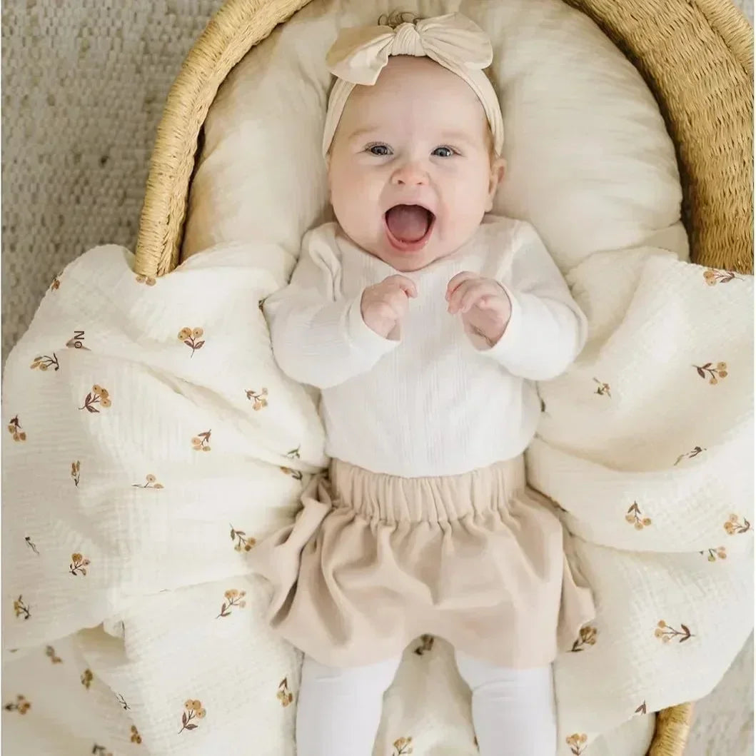 Three Pack Cotton Muslin Swaddle Baby Wrap Blankets Set