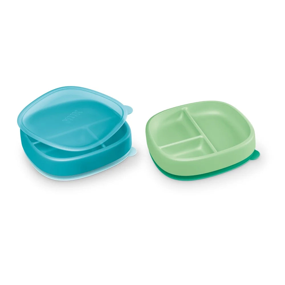 Suction Plates With Lid 2 Pack Toddler Tableware BPA Free