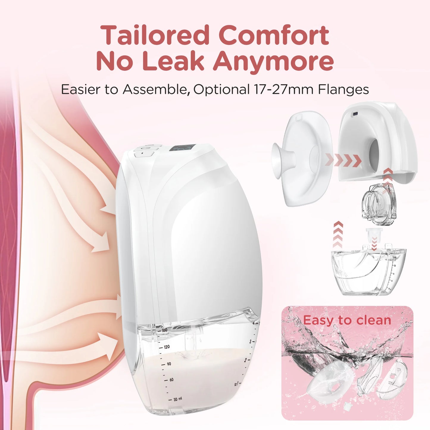 2 or 1 Pieces Wearable Breast Pump Hands Free Electric Breast Pump Silent Comfort Milk Collector BPA Free LED Display 3 Modes 12 Levels