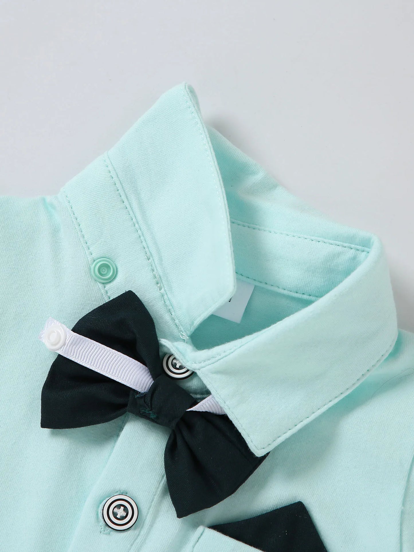 Infant Baby Boy Solid Color Gentleman Outfit Suit Summer Short Sleeve Bowtie Bodysuit Shirt and Suspender Shorts Set