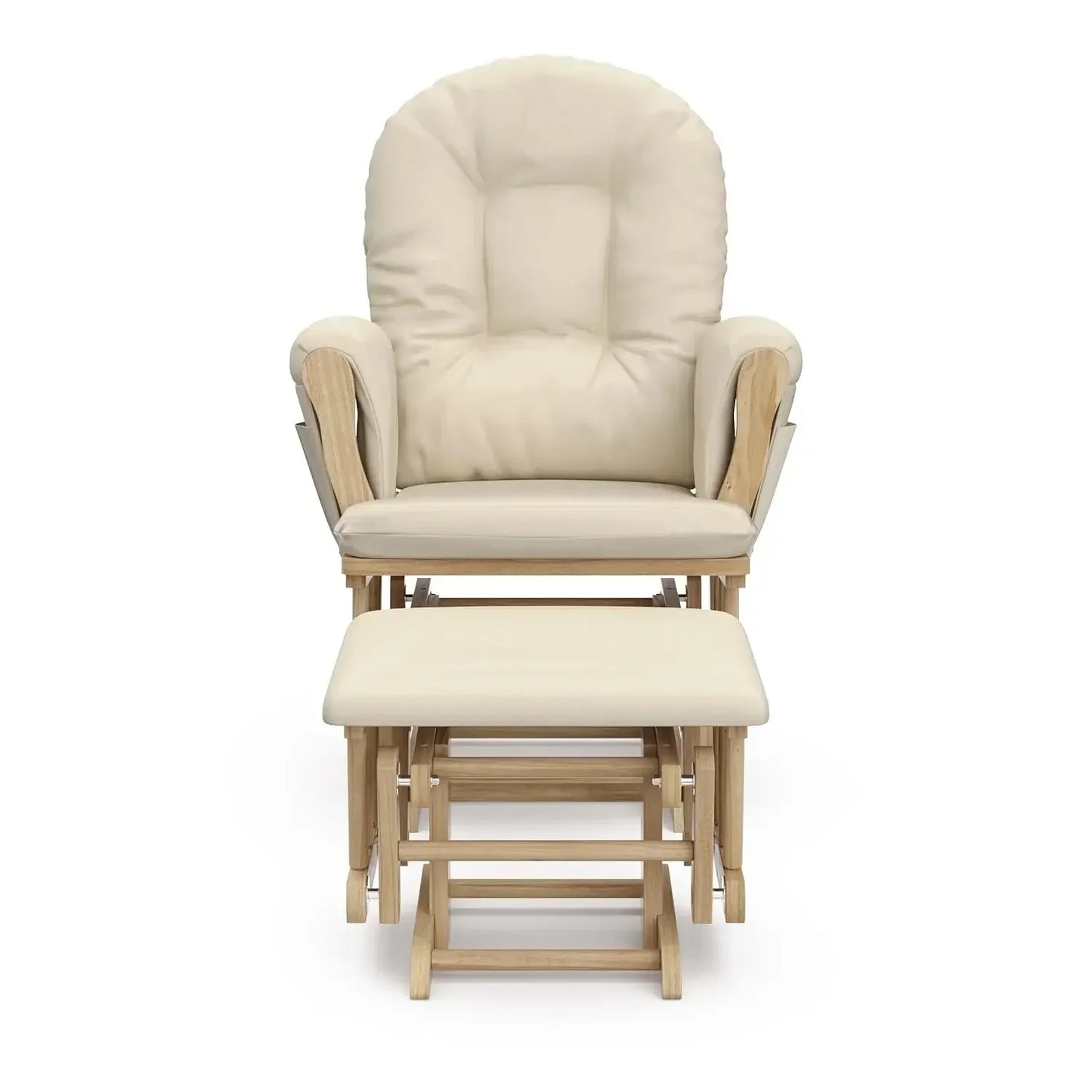 XMSJ Premium Hoop Glider and Ottoman Natural Beige Cushions