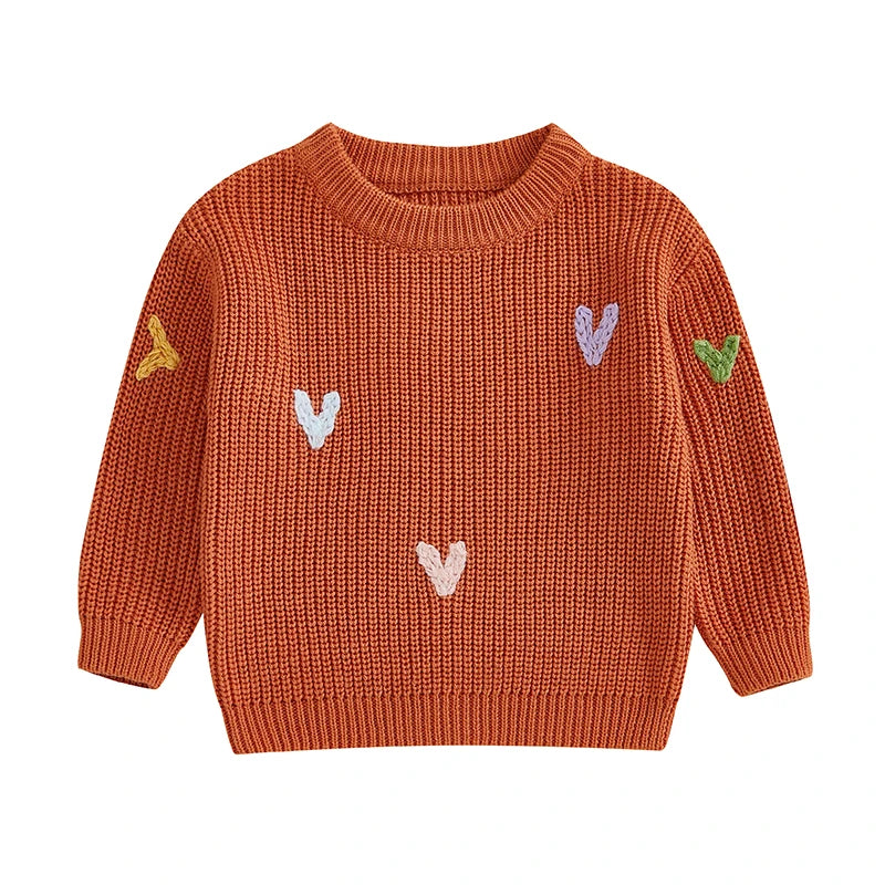 Valentines Day Heart Pattern Knitted Sweater For Kids