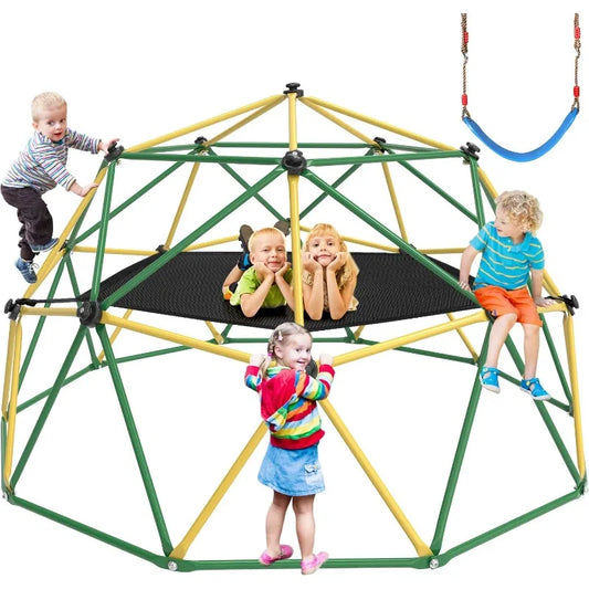 Climbing Dome 10FT Dome Climber with Hammock for Kids Age 3 to 10 Outdoor Play Equipment Supports up to 1000lbs Jungle Gym