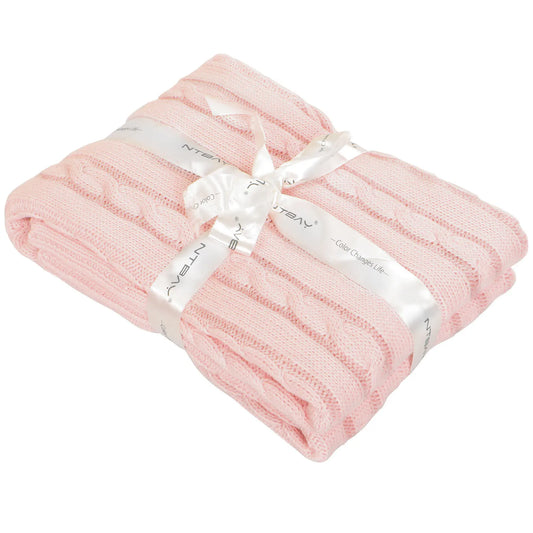 Ntbay 100 Percent Cotton Cable Knit Toddler Blanket Crib