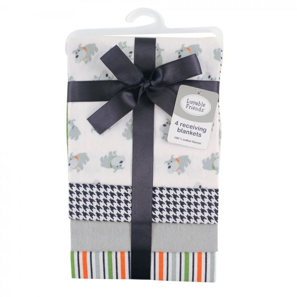 Soft Cotton Flannel Receiving Blankets 4 Pack Multipurpose