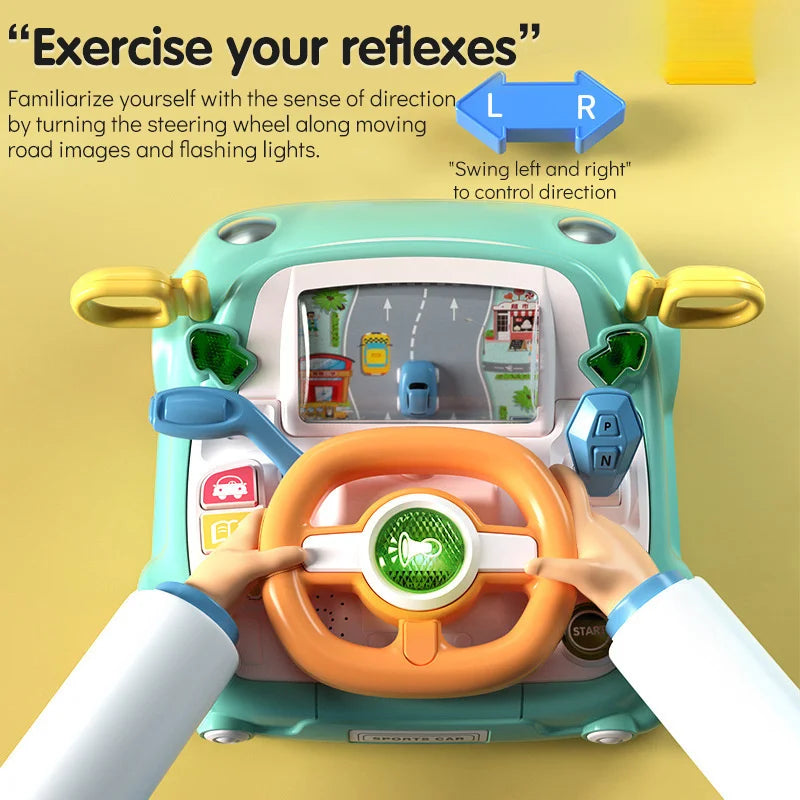 Baby Car Toy Light Musical Steering Wheel Interactive Simulation Driving Seat Sensory Toy for Fine Motor Skill Development