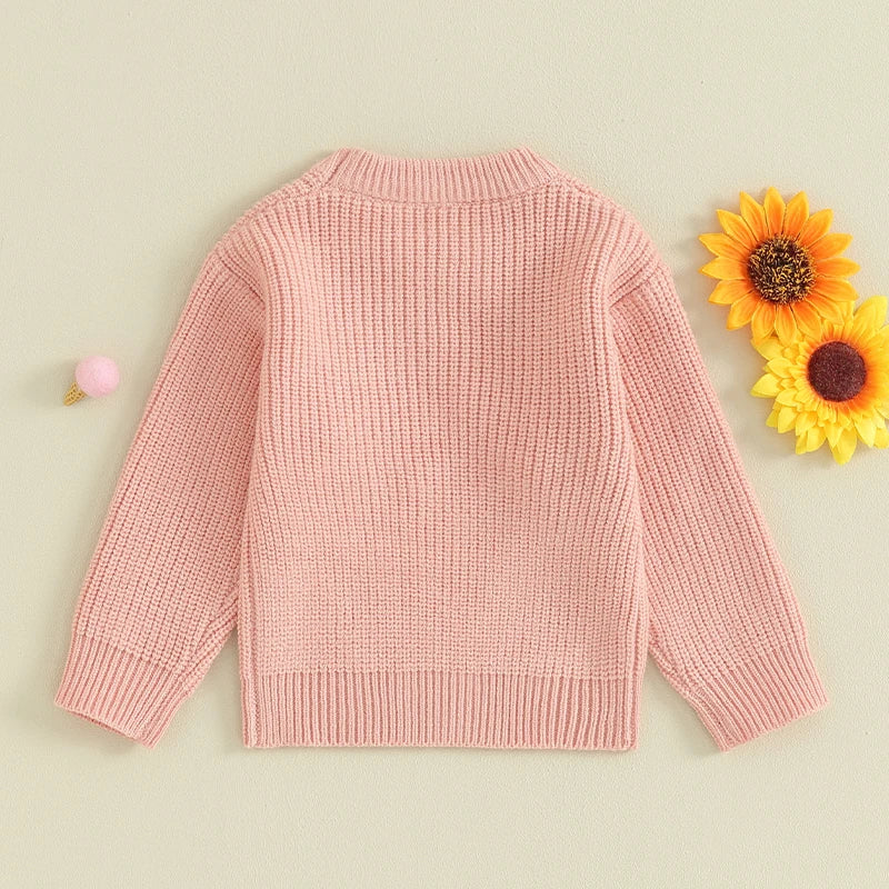 Kids Floral Embroidered Sweatshirt Crew Neck Long Sleeve Top