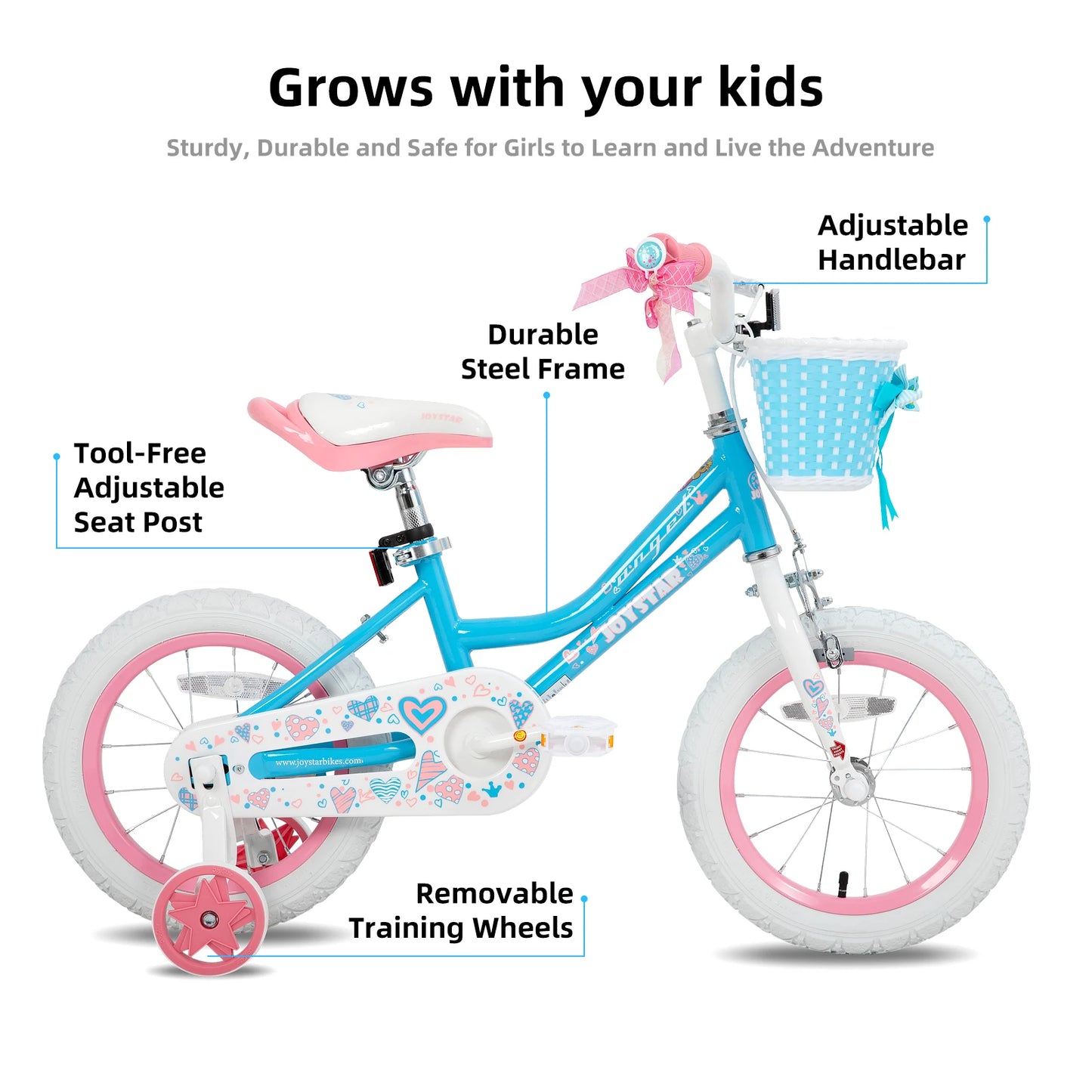 US Girls Bike With Basket And Training Wheels 12 Inch