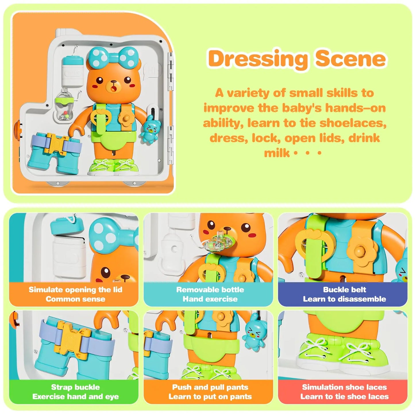 Toddler Musical Busy Board Kids Learning Sensory Toys Portable Montessori Gift for Ages 1 to 3 Boys and Girls