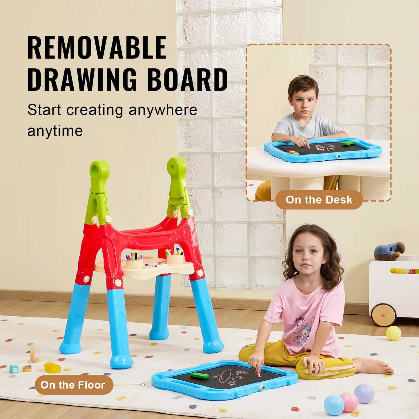 VEVOR Children Magnetic Drawing Board Painting Art Easel with Chalkboard Wordpad Baby Color Graffiti Drawing Toys Gift for Kids