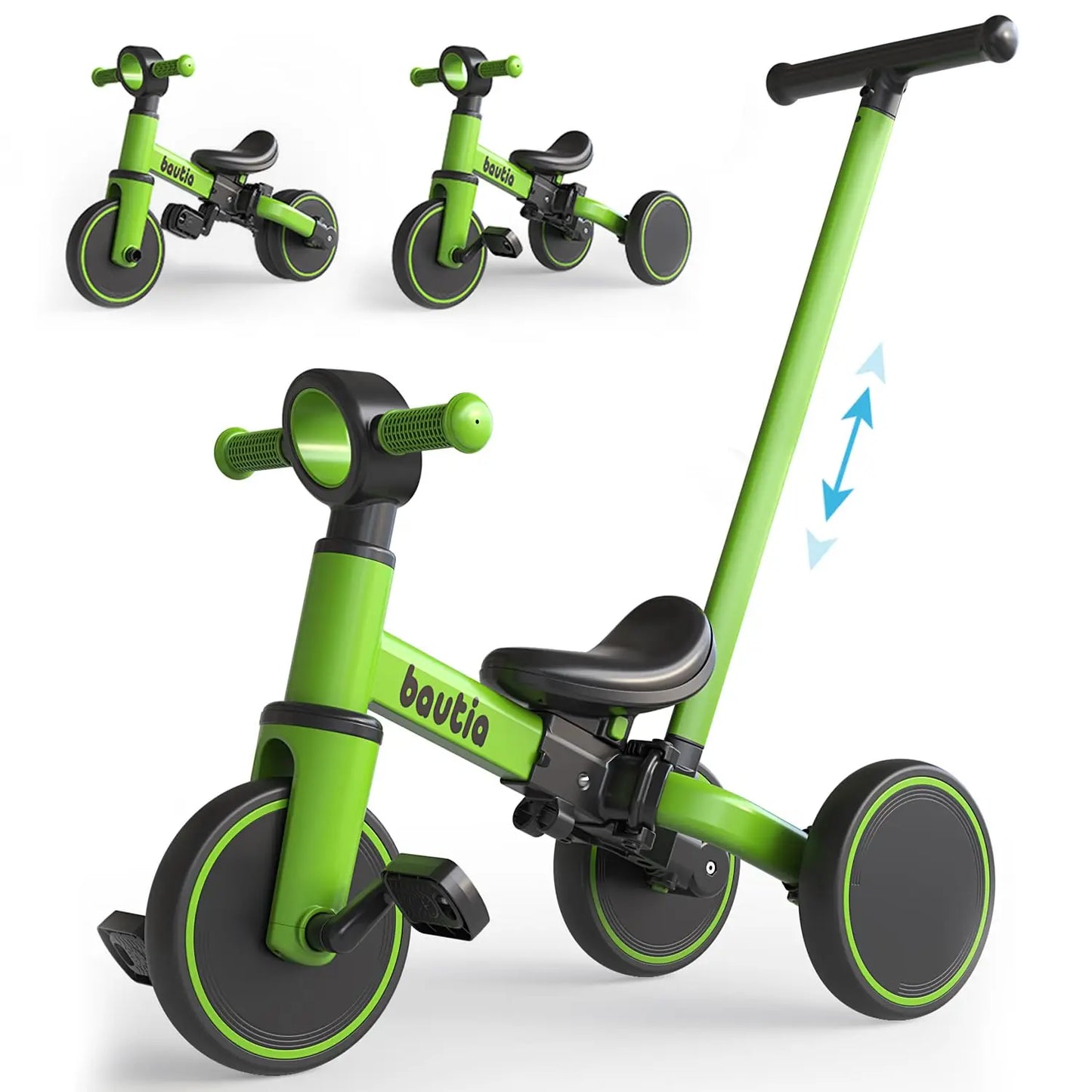 5 In 1 Kids Tricycle For Toddlers 1 To 3 Baby Balance Bike Toy For Boys And Girls Gift With Push Handle And Removable Pedals