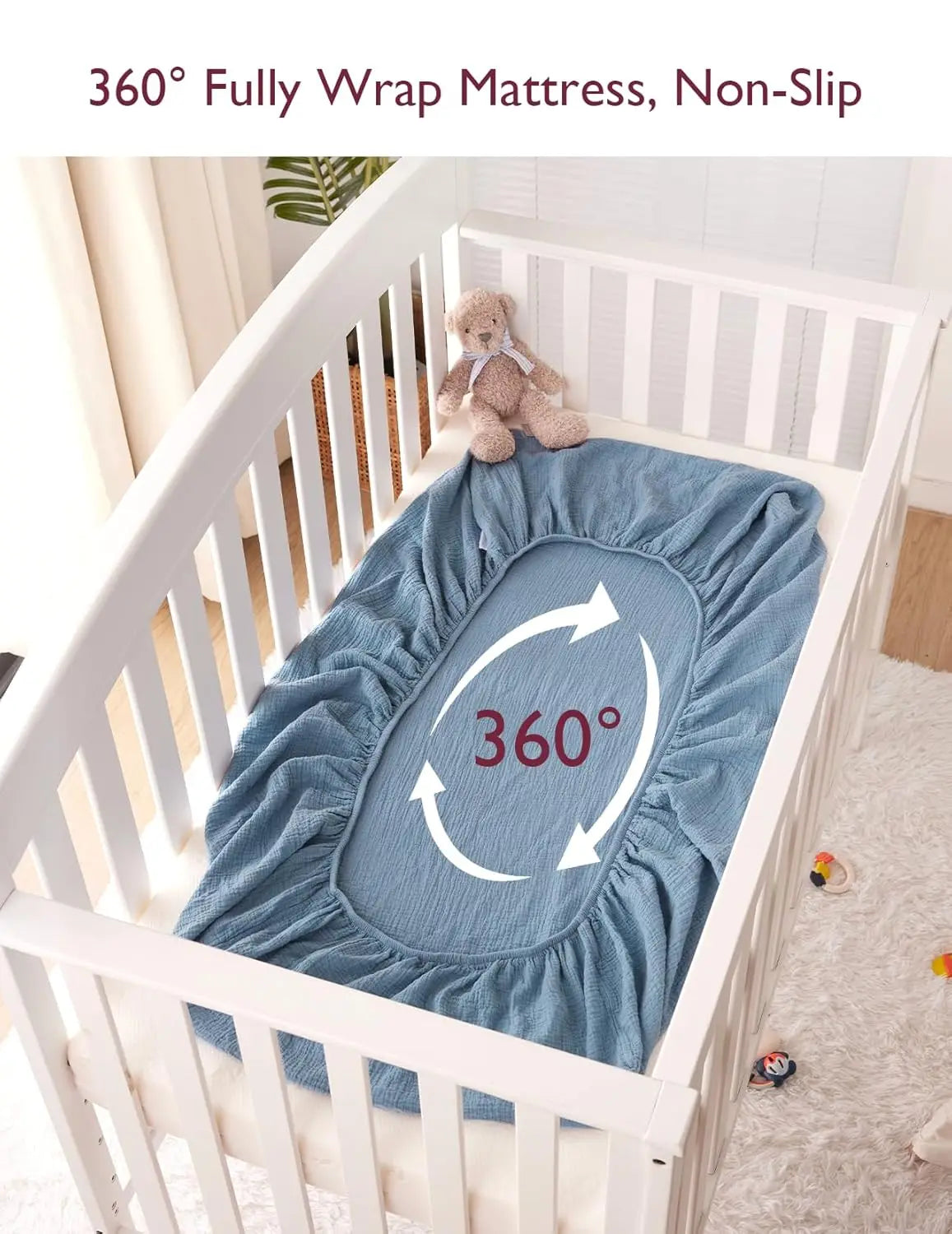 Muslin Fitted Mini Crib Sheets 38x26 Inches 2 Pack Premium