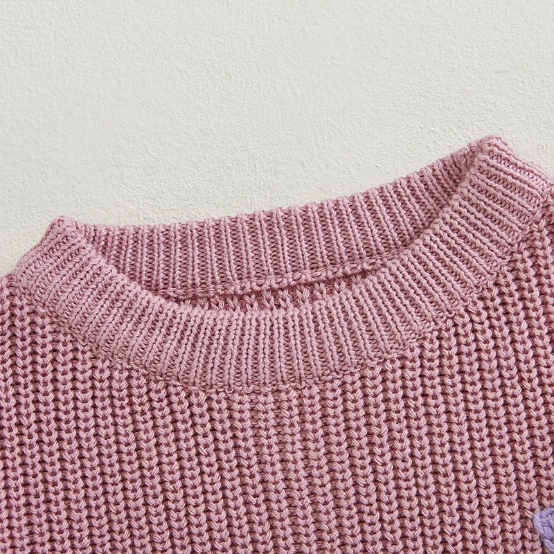 Valentines Day Heart Pattern Knitted Sweater For Kids