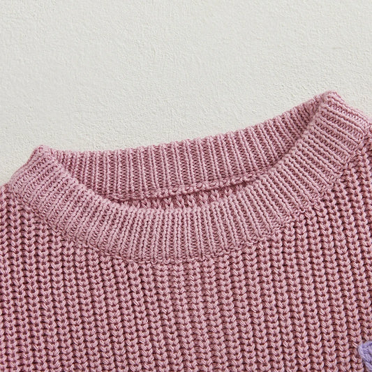 Valentines Day Heart Pattern Knitted Sweater For Kids