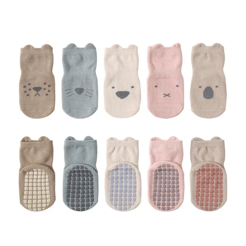 5 Pairs Infant Anti Slip Socks Newborn Unisex Cartoon Floor