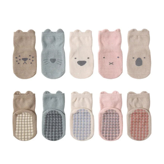 5 Pairs Infant Anti Slip Socks Newborn Unisex Cartoon Floor