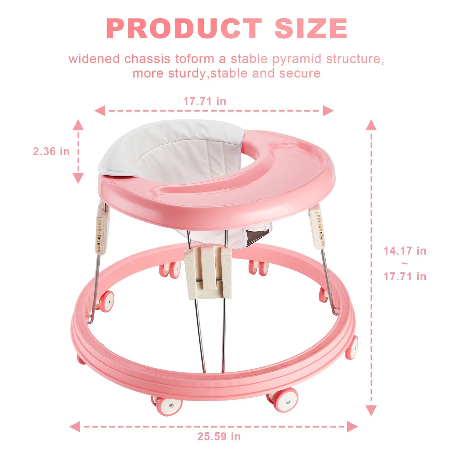 Baby Walker Foldable Multi Function Anti Rollover Walker with Brake Design 5 Level Height Adjustable