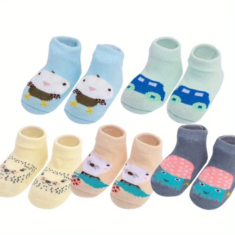 Unisex Cotton Non Slip Floral Print Toddler Christmas Socks