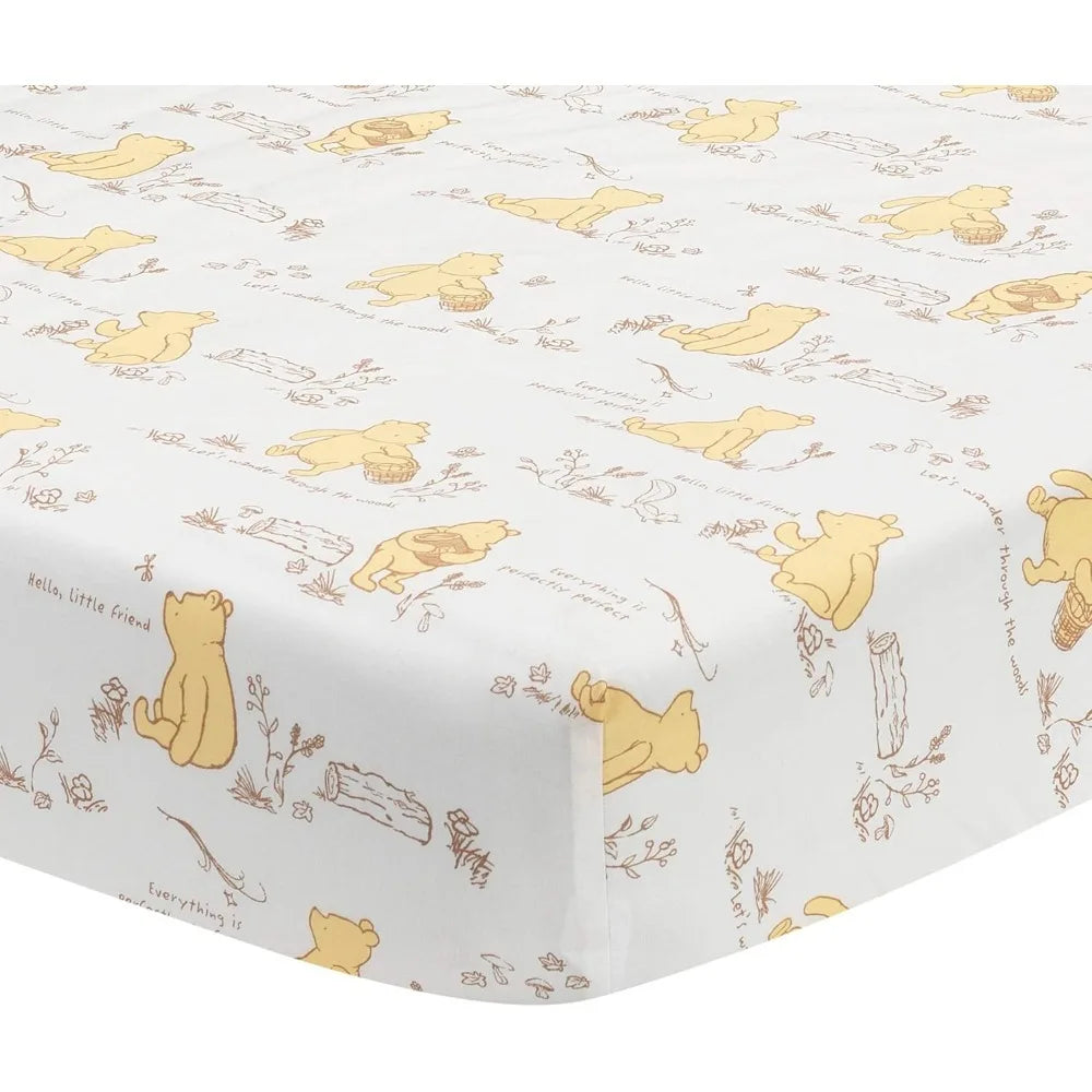 Pooh Free Shipping 3 Piece Nursery Crib Bedding 100 Cotton
