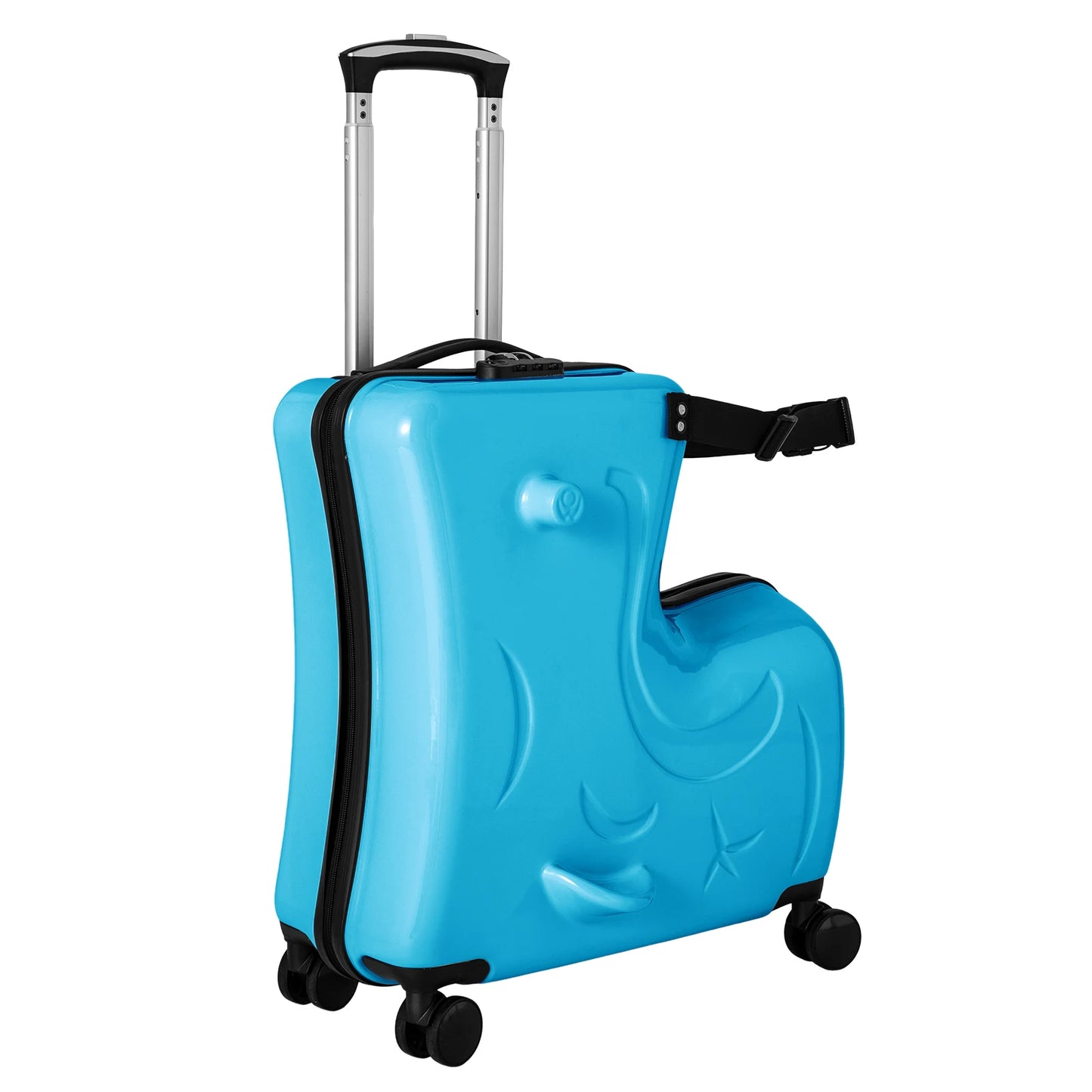 20 Inch Kids Riding Suitcase With 360 Degree Wheels Blue