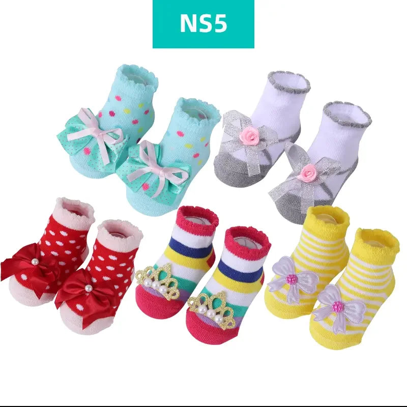 Unisex Cotton Non Slip Floral Print Toddler Christmas Socks