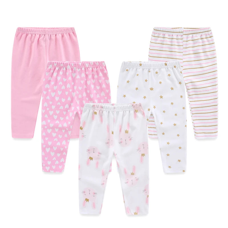 Kiddiezoom 5 Pcs Cotton Baby Leggings 0 To 12 Months Unisex