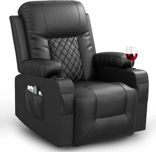 Recliner for Adults Massage Rocker Heated Lounge 360 Swivel