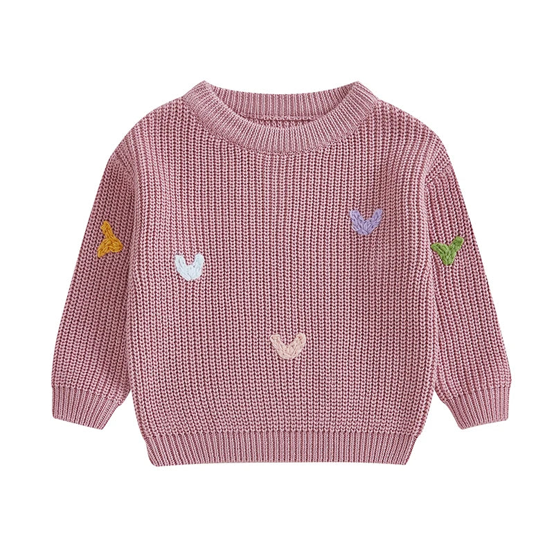 Valentines Day Heart Pattern Knitted Sweater For Kids