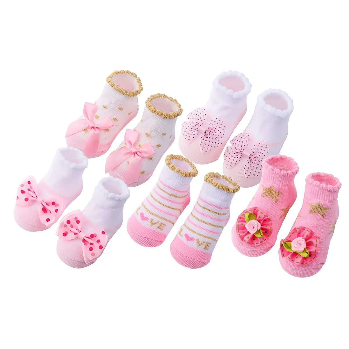 Unisex Cotton Non Slip Floral Print Toddler Christmas Socks