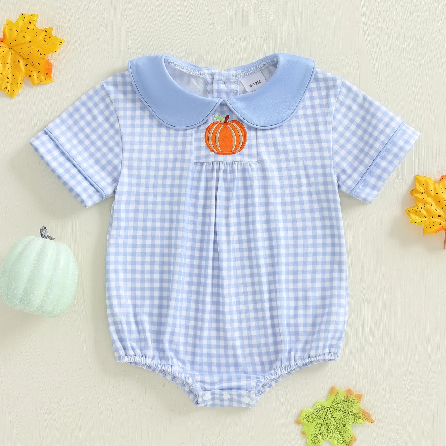 Baby Girls Summer Bubble Jumpsuit With Doll Collar