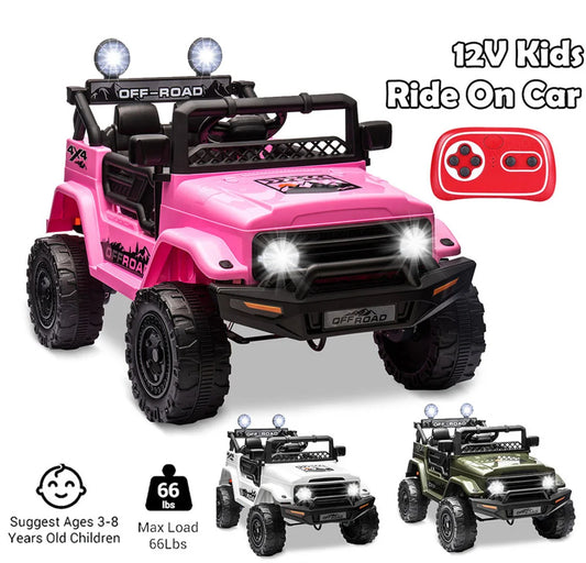 12V Kids Ride On Car for Ages 3 to 8 with 2 Seater Electric Vehicle Toy Truck and Remote Control Rechargeable Christmas Gift