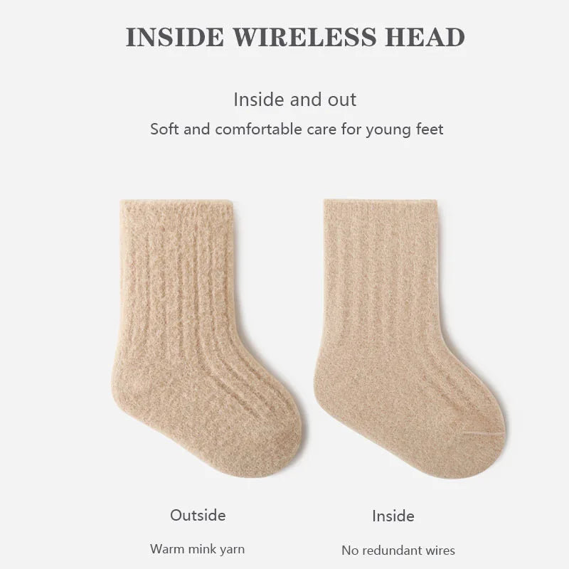 Warm Baby Socks 3 Pairs Thick Winter Cotton Unisex Mid Tube