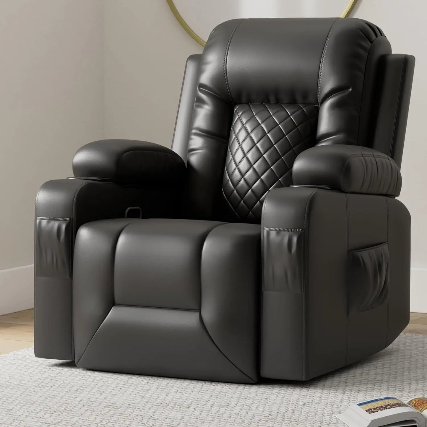 Recliner for Adults Massage Rocker Heated Lounge 360 Swivel