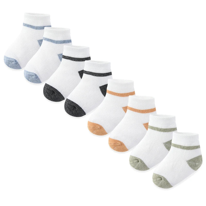 5 Pairs Cotton Mid Calf Socks For Newborns 0 To 12 Months