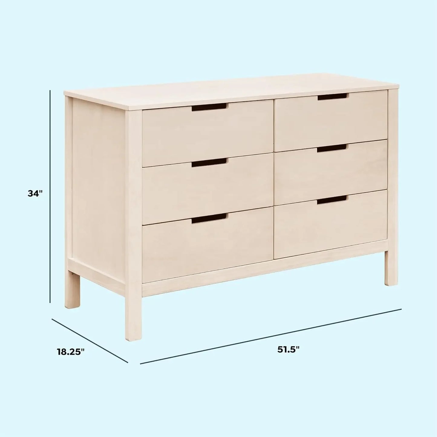 Carter Colby 6 Drawer Baby Dresser for Boys Girls Nursery