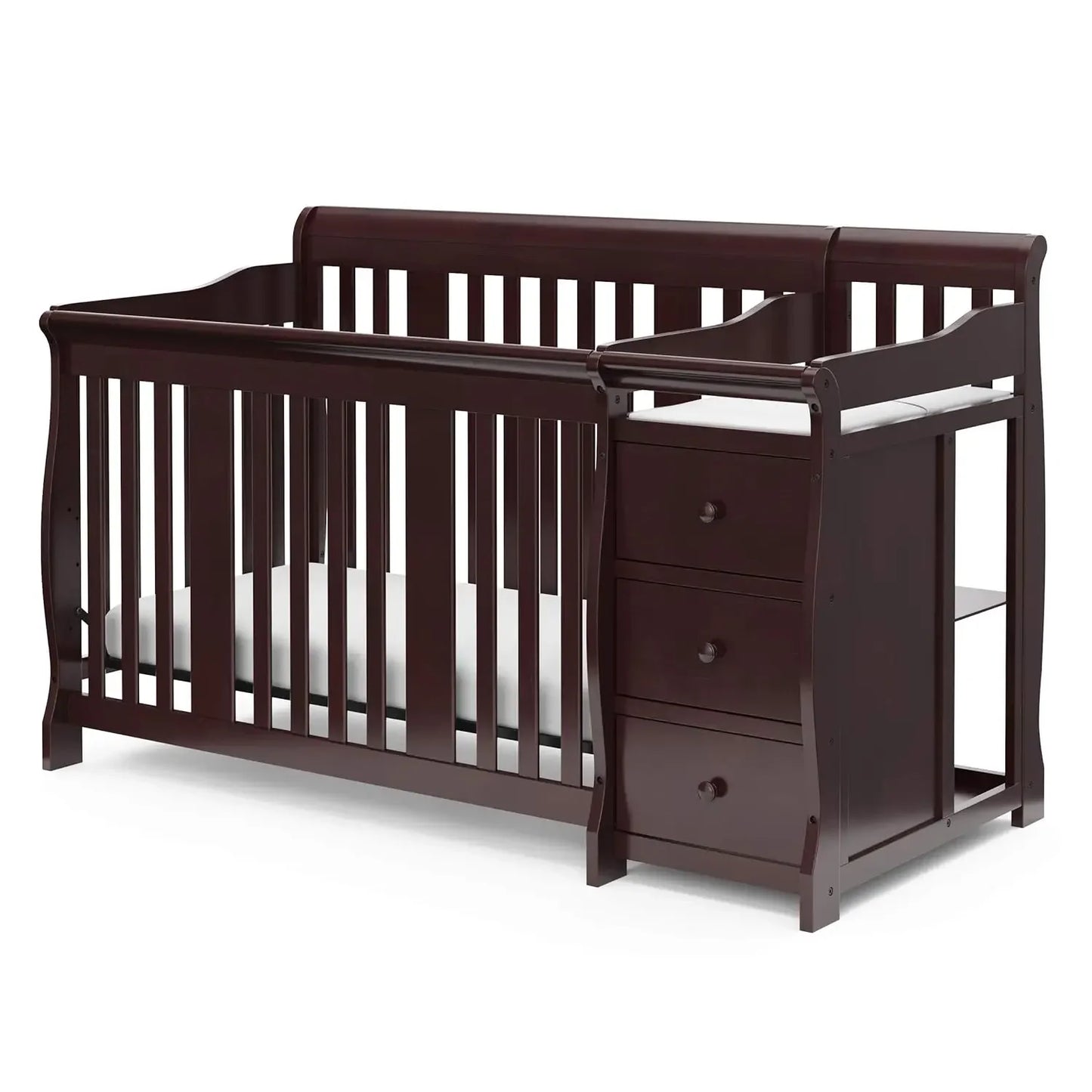 Five In One Convertible Crib And Changer Espresso Drawers