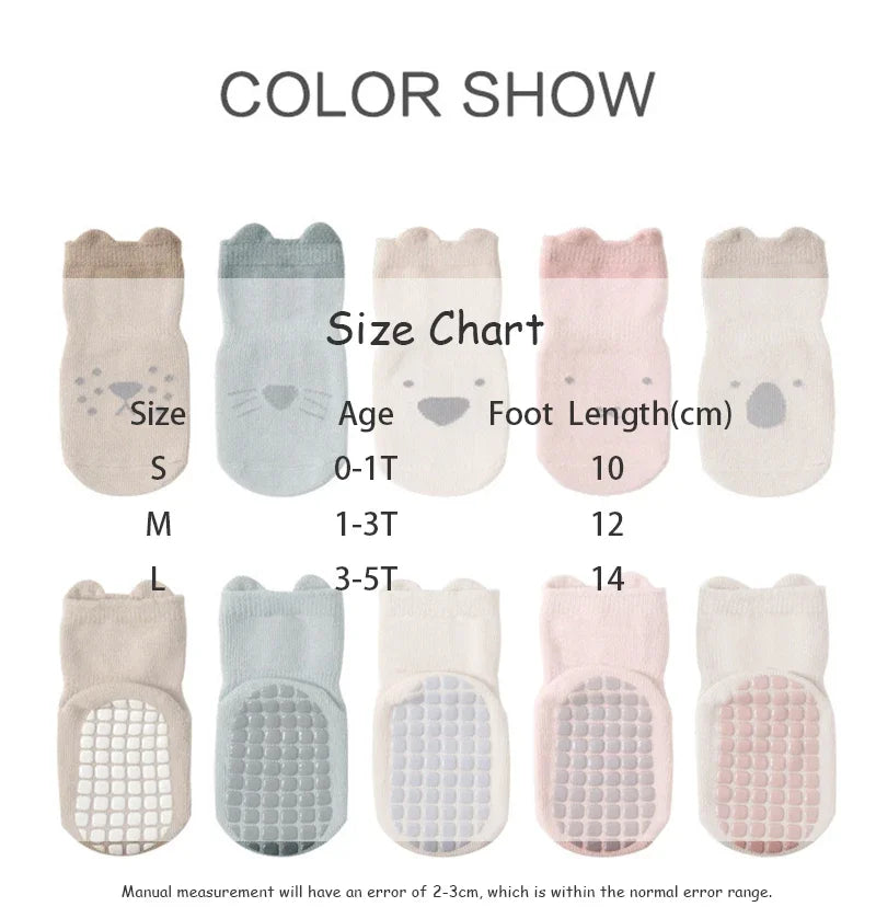5 Pairs Infant Anti Slip Socks Newborn Unisex Cartoon Floor