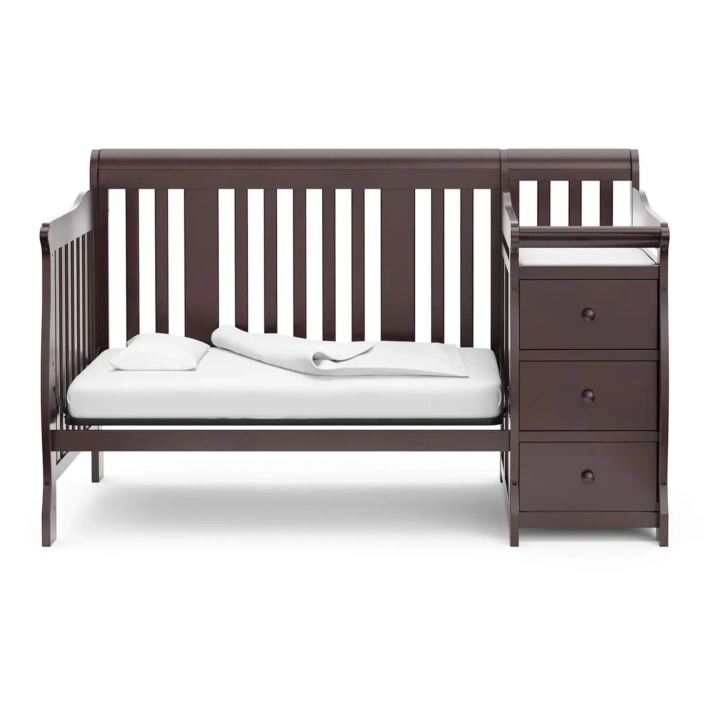 Five In One Convertible Crib And Changer Espresso Drawers