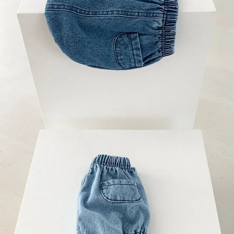 Adorable Baby Denim Shorts Casual Pants Pockets 0 To 24M