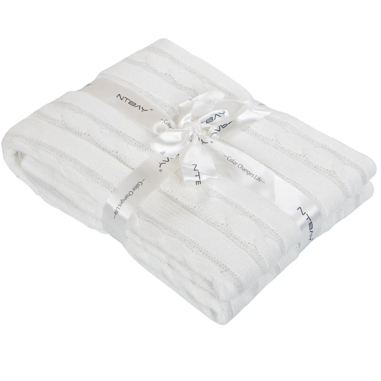 Ntbay 100 Percent Cotton Cable Knit Toddler Blanket Crib