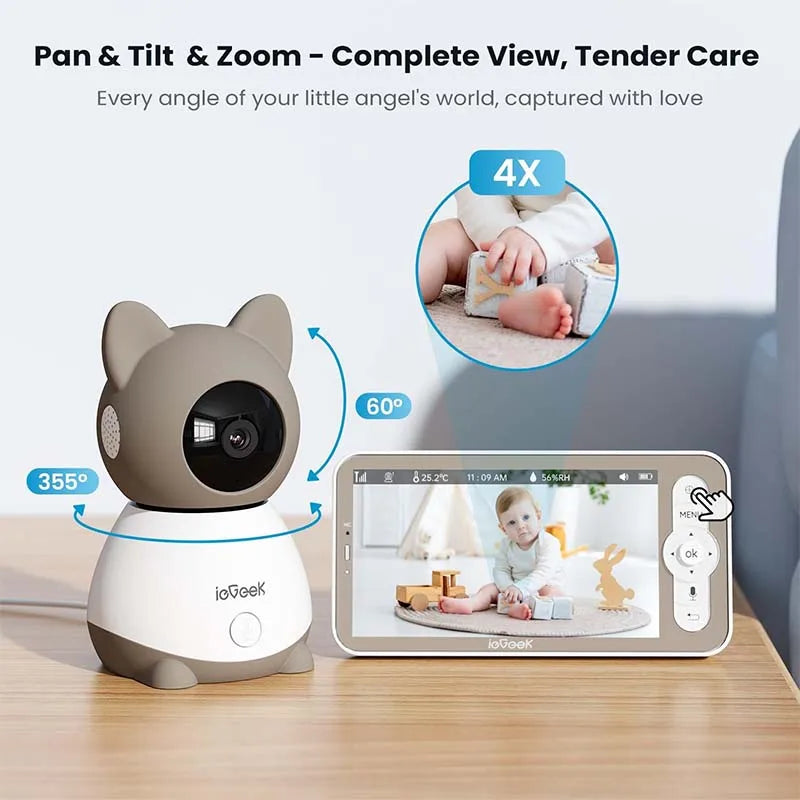 Iegeek 2K Baby Monitor with 5 Inch Screen and Audio Night Vision Two Way Talk Cry and Motion Detection