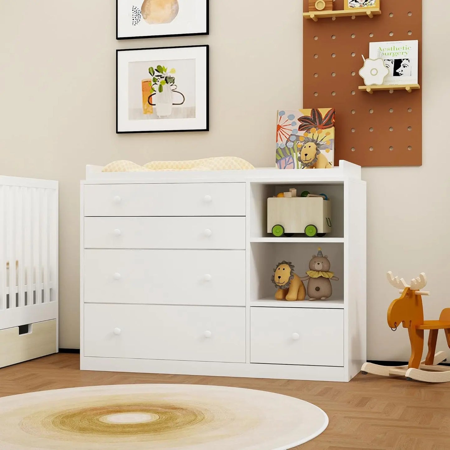 Changing Table Dresser Baby Classic Nursery With 5 Drawers