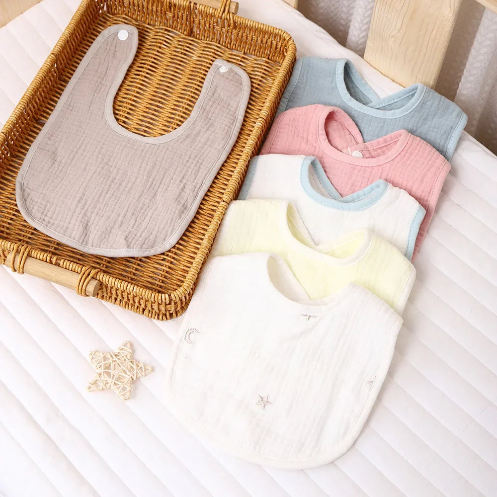 5 Piece Soft Cotton Baby Bibs Double Layer Absorbent