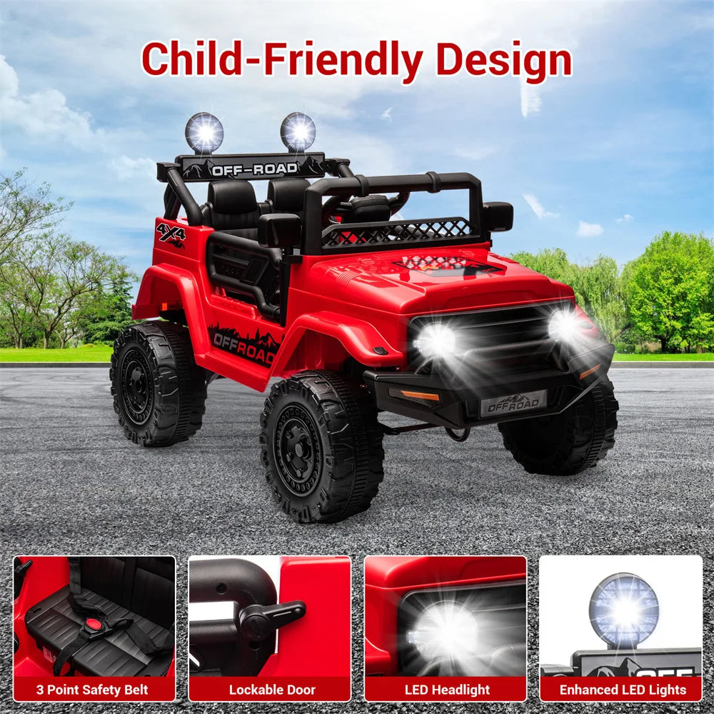12V Kids Ride On Car for Ages 3 to 8 with 2 Seater Electric Vehicle Toy Truck and Remote Control Rechargeable Christmas Gift