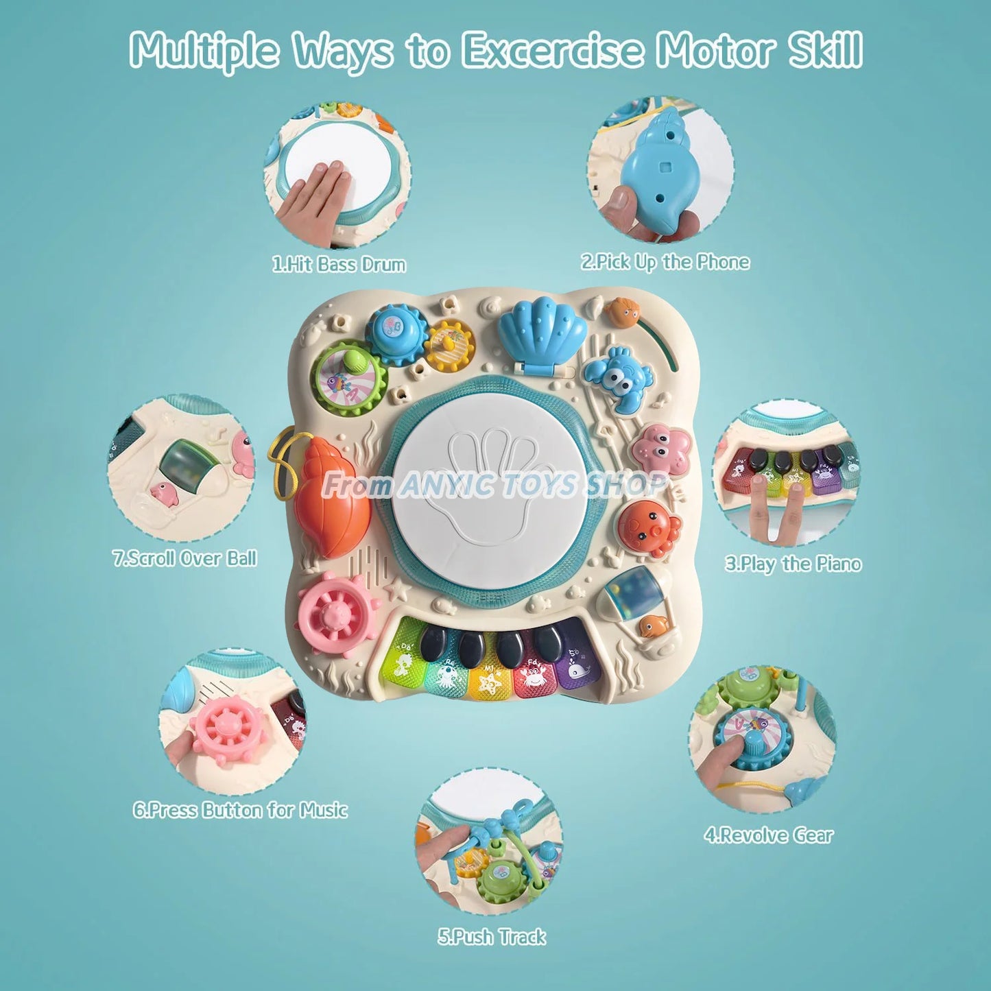 Child Activity Table Musical Instrument Games Educational Music Activity Toy Multi Functional Learning Table for Kids