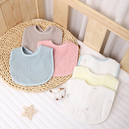 5 Piece Soft Cotton Baby Bibs Double Layer Absorbent