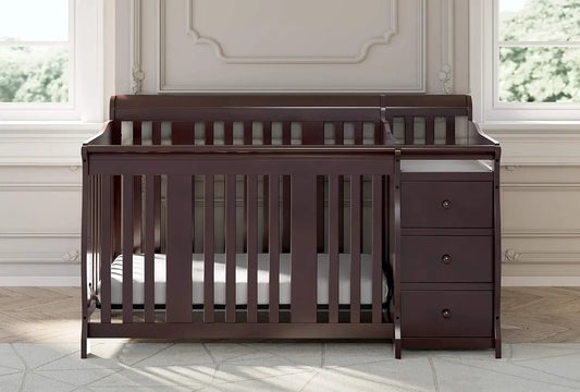 Five In One Convertible Crib And Changer Espresso Drawers