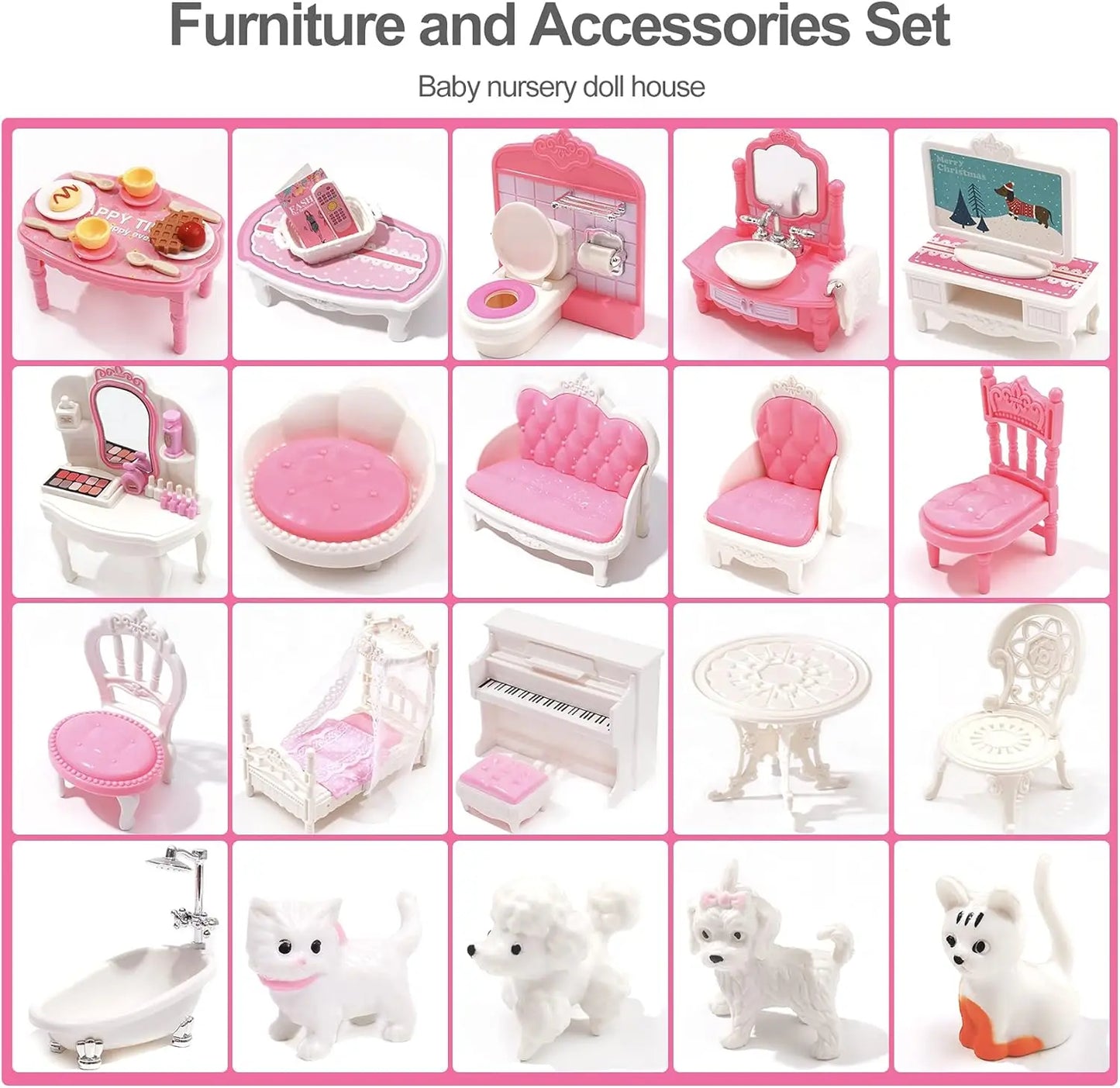 Robotime Robud Victoria Wooden Dollhouse for Kids Furniture Preschool Dollhouse House Toy for Girls